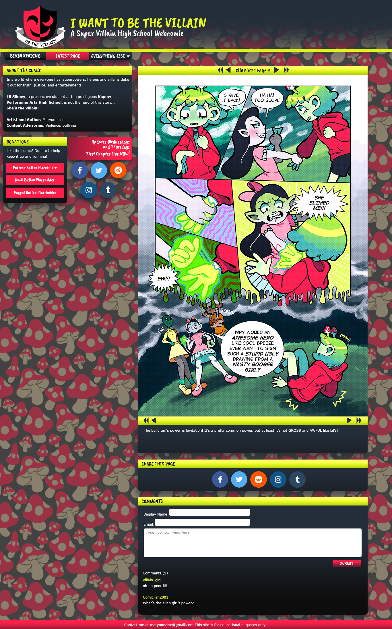 Comic page desktop mockup